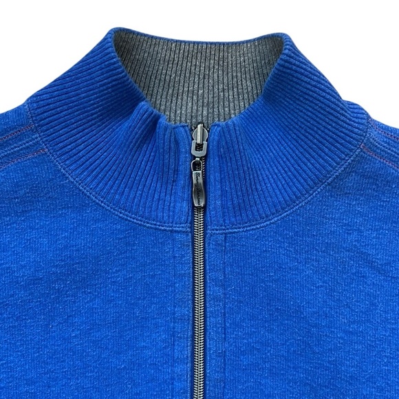 Tommy Bahama Reversible 1/4 Zip Sweater 100% Cotton Pullover Royal Blue/Gray XL - Picture 6 of 16